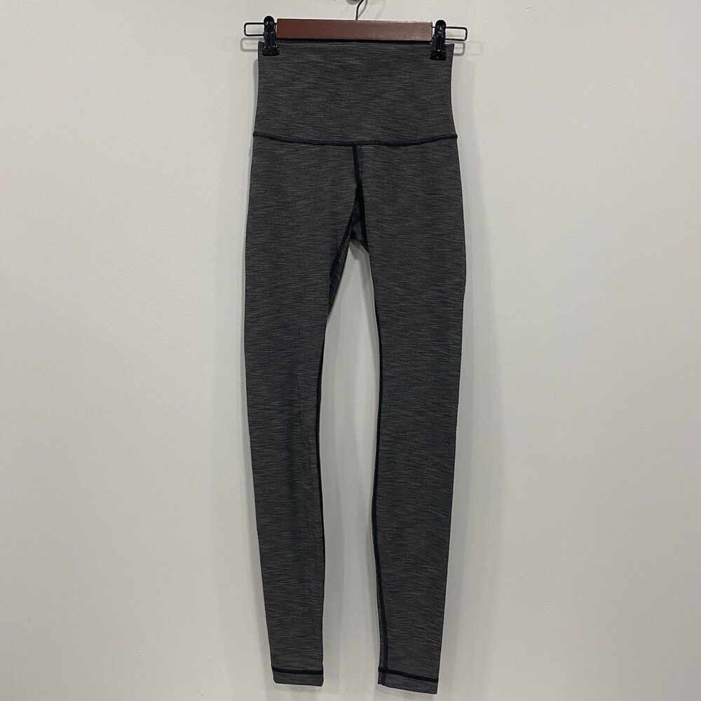 LULULEMON Women 4 High Times High Rise Heather Gray Full Length Leggings Yoga